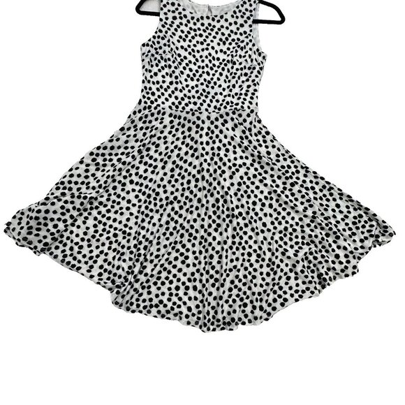 Ann Taylor Loft Women's Animal Print Fit & Flare Flowy Dress Size XS White Black - Picture 1 of 12